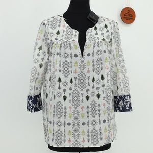 MASSIMO DUTTI Tribal Print Boho Blouse‎